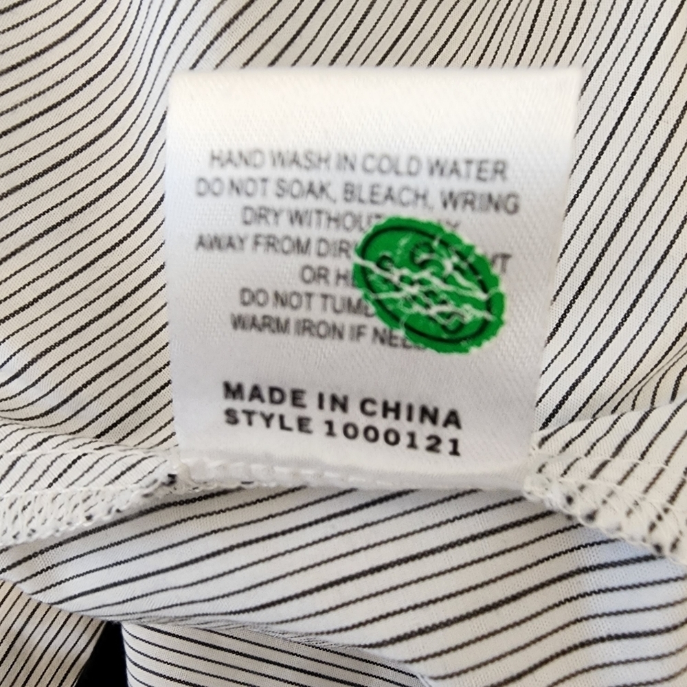 Sheike top pin striped long sleeve notch collar wrap shirt - size 10 - Picture 8 of 10